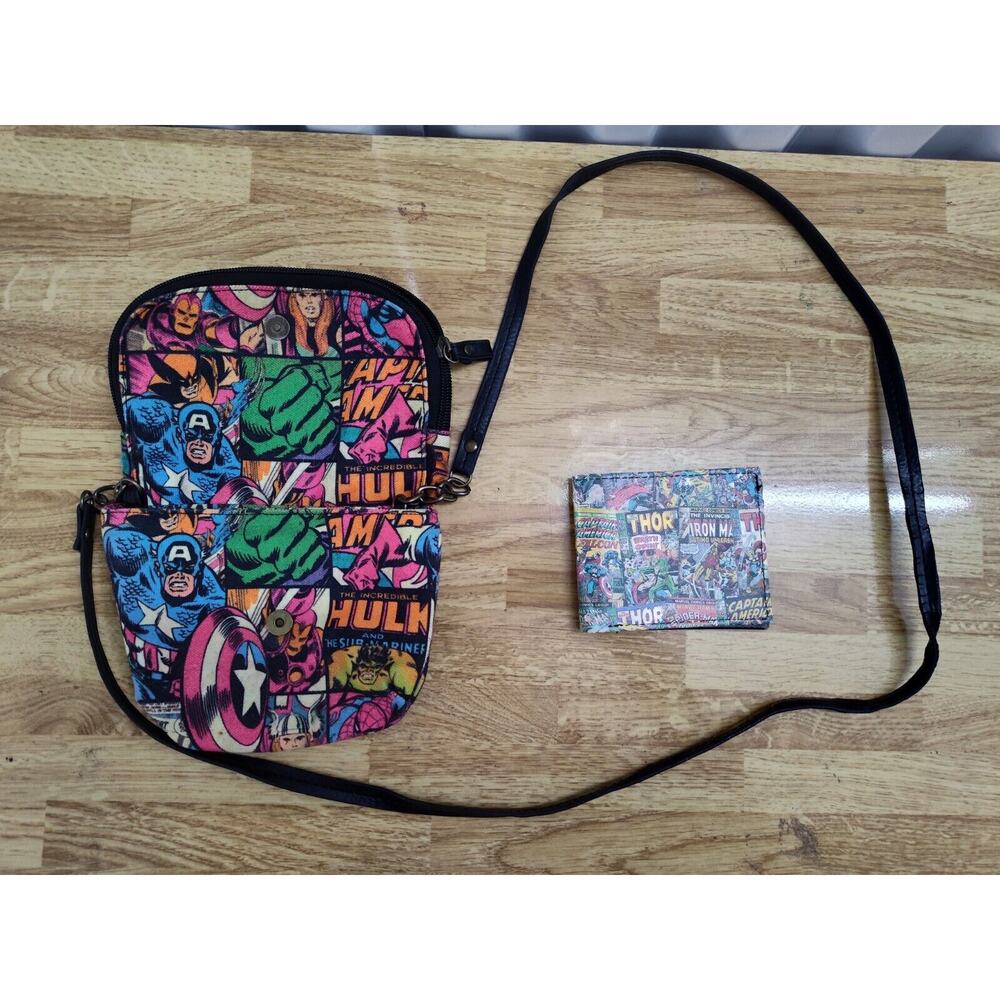 Marvel Canvas Crossbody Purse Wallet-Captain America -Hulk-Ironman-Spiderman